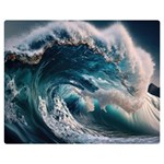 Tsunami Waves Ocean Sea Water Rough Seas Two Sides Premium Plush Fleece Blanket (Medium) 60 x50  Blanket Front