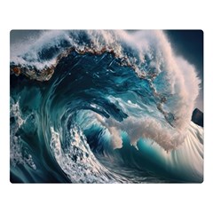 Tsunami Waves Ocean Sea Water Rough Seas Two Sides Premium Plush Fleece Blanket (large) by uniart180623