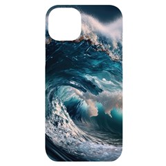 Tsunami Waves Ocean Sea Water Rough Seas Iphone 14 Plus Black Uv Print Case by uniart180623