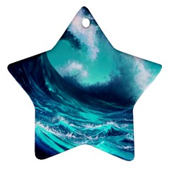 Tsunami Tidal Wave Ocean Waves Sea Nature Water Ornament (star) by uniart180623