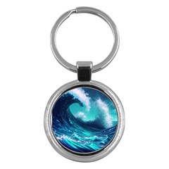 Tsunami Tidal Wave Ocean Waves Sea Nature Water Key Chain (round) by uniart180623