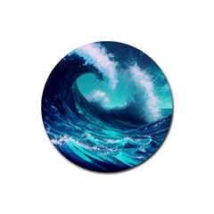 Tsunami Tidal Wave Ocean Waves Sea Nature Water Rubber Coaster (round) by uniart180623