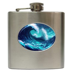 Tsunami Tidal Wave Ocean Waves Sea Nature Water Hip Flask (6 Oz) by uniart180623