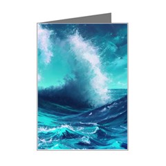 Tsunami Tidal Wave Ocean Waves Sea Nature Water Mini Greeting Card by uniart180623