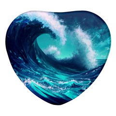 Tsunami Tidal Wave Ocean Waves Sea Nature Water Heart Glass Fridge Magnet (4 Pack)