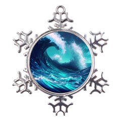 Tsunami Tidal Wave Ocean Waves Sea Nature Water Metal Large Snowflake Ornament by uniart180623