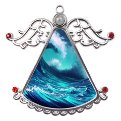 Tsunami Tidal Wave Ocean Waves Sea Nature Water Metal Angel With Crystal Ornament by uniart180623