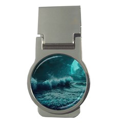 Waves Ocean Sea Tsunami Nautical Blue Sea Art Money Clips (round)  by uniart180623