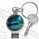 Waves Ocean Sea Tsunami Nautical Blue Sea Art Nail Clippers Key Chain Front