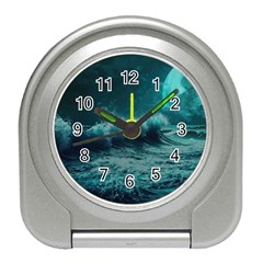 Waves Ocean Sea Tsunami Nautical Blue Sea Art Travel Alarm Clock by uniart180623