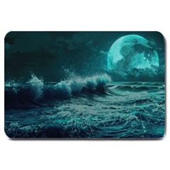 Waves Ocean Sea Tsunami Nautical Blue Sea Art Large Doormat by uniart180623