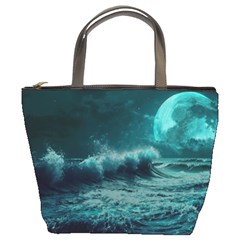 Waves Ocean Sea Tsunami Nautical Blue Sea Art Bucket Bag by uniart180623