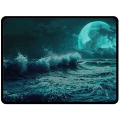 Waves Ocean Sea Tsunami Nautical Blue Sea Art Fleece Blanket (large) by uniart180623