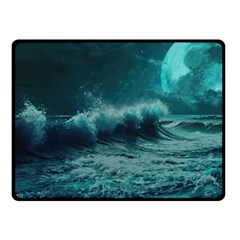 Waves Ocean Sea Tsunami Nautical Blue Sea Art Fleece Blanket (small) by uniart180623