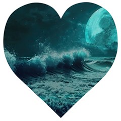 Waves Ocean Sea Tsunami Nautical Blue Sea Art Wooden Puzzle Heart by uniart180623