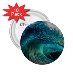 Tsunami Waves Ocean Sea Water Rough Seas 2 25  Buttons (10 Pack)  by uniart180623