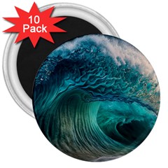 Tsunami Waves Ocean Sea Water Rough Seas 3  Magnets (10 Pack)  by uniart180623