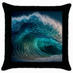 Tsunami Waves Ocean Sea Water Rough Seas Throw Pillow Case (black) by uniart180623