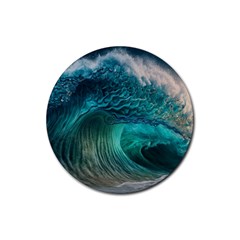 Tsunami Waves Ocean Sea Water Rough Seas Rubber Coaster (round) by uniart180623