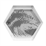 Tsunami Waves Ocean Sea Water Rough Seas Hexagon Wood Jewelry Box Front