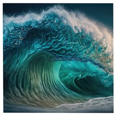 Tsunami Waves Ocean Sea Water Rough Seas Wooden Puzzle Square by uniart180623