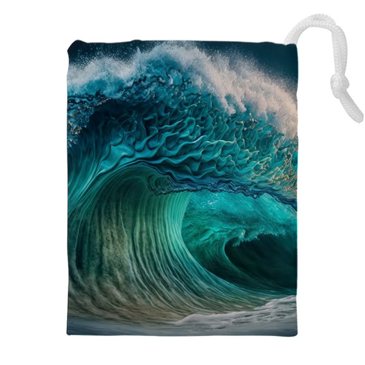 Tsunami Waves Ocean Sea Water Rough Seas Drawstring Pouch (5XL)