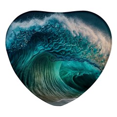 Tsunami Waves Ocean Sea Water Rough Seas Heart Glass Fridge Magnet (4 Pack) by uniart180623