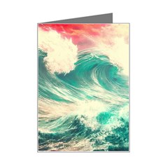 Storm Tsunami Waves Ocean Sea Nautical Nature Painting Mini Greeting Card by uniart180623