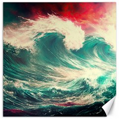 Storm Tsunami Waves Ocean Sea Nautical Nature Painting Canvas 12  X 12  by uniart180623