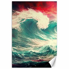 Storm Tsunami Waves Ocean Sea Nautical Nature Painting Canvas 20  X 30  by uniart180623