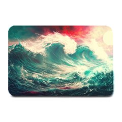 Storm Tsunami Waves Ocean Sea Nautical Nature Painting Plate Mats by uniart180623