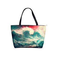 Storm Tsunami Waves Ocean Sea Nautical Nature Painting Classic Shoulder Handbag by uniart180623