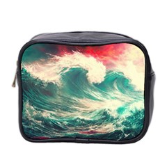 Storm Tsunami Waves Ocean Sea Nautical Nature Painting Mini Toiletries Bag (two Sides) by uniart180623