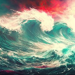 Storm Tsunami Waves Ocean Sea Nautical Nature Painting Play Mat (rectangle) by uniart180623