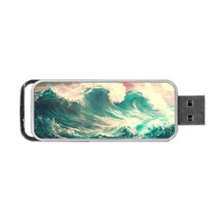 Storm Tsunami Waves Ocean Sea Nautical Nature Painting Portable Usb Flash (one Side) by uniart180623