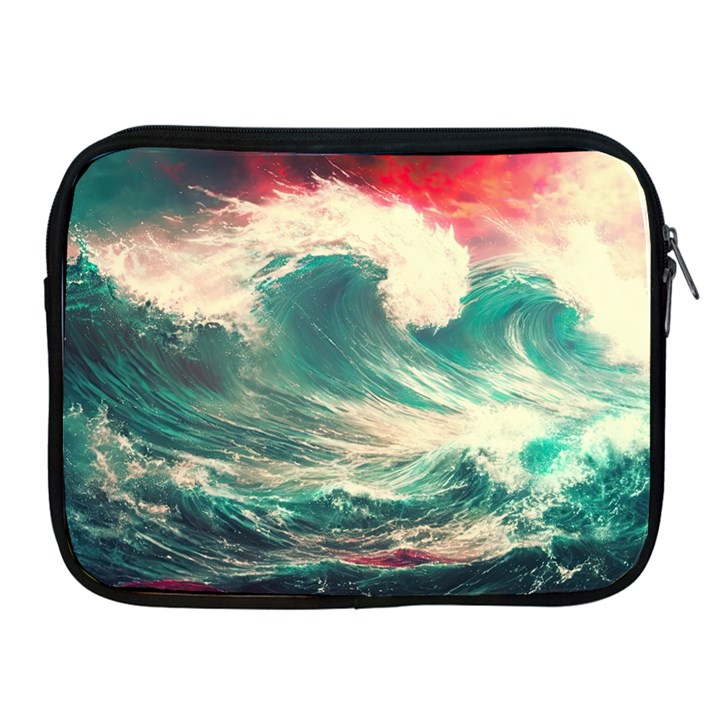 Storm Tsunami Waves Ocean Sea Nautical Nature Painting Apple iPad 2/3/4 Zipper Cases