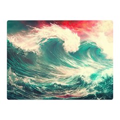 Storm Tsunami Waves Ocean Sea Nautical Nature Painting Two Sides Premium Plush Fleece Blanket (mini) by uniart180623