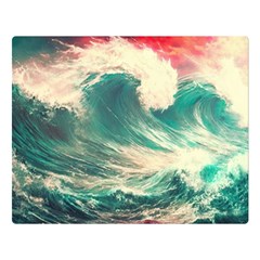 Storm Tsunami Waves Ocean Sea Nautical Nature Painting Two Sides Premium Plush Fleece Blanket (large) by uniart180623