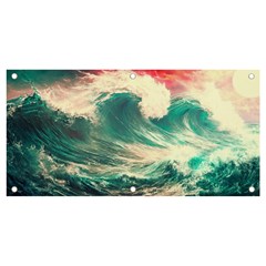 Storm Tsunami Waves Ocean Sea Nautical Nature Painting Banner And Sign 4  X 2 