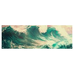 Storm Tsunami Waves Ocean Sea Nautical Nature Painting Banner And Sign 12  X 4  by uniart180623