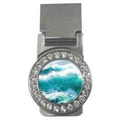 Waves Ocean Sea Tsunami Nautical Blue Sea Money Clips (cz)  by uniart180623