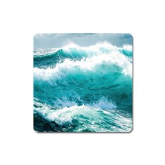 Waves Ocean Sea Tsunami Nautical Blue Sea Square Magnet by uniart180623