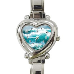 Waves Ocean Sea Tsunami Nautical Blue Sea Heart Italian Charm Watch by uniart180623