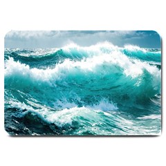 Waves Ocean Sea Tsunami Nautical Blue Sea Large Doormat by uniart180623