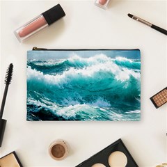 Waves Ocean Sea Tsunami Nautical Blue Sea Cosmetic Bag (medium) by uniart180623