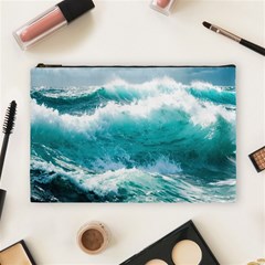 Waves Ocean Sea Tsunami Nautical Blue Sea Cosmetic Bag (large) by uniart180623