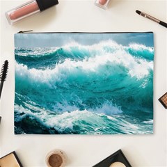 Waves Ocean Sea Tsunami Nautical Blue Sea Cosmetic Bag (xl) by uniart180623