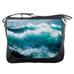 Waves Ocean Sea Tsunami Nautical Blue Sea Messenger Bag by uniart180623