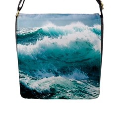 Waves Ocean Sea Tsunami Nautical Blue Sea Flap Closure Messenger Bag (l) by uniart180623