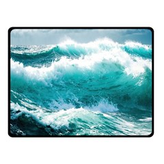 Waves Ocean Sea Tsunami Nautical Blue Sea Two Sides Fleece Blanket (small) by uniart180623